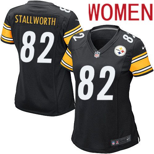 Women Pittsburgh Steelers 82 John Stallworth Nike Black Game Player NFL Jersey